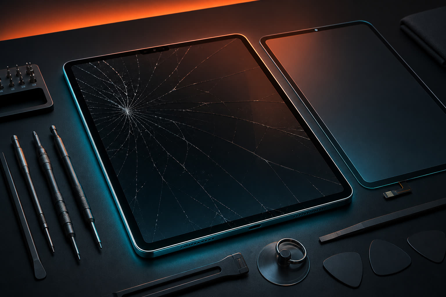 Cracked iPad and replacement glass